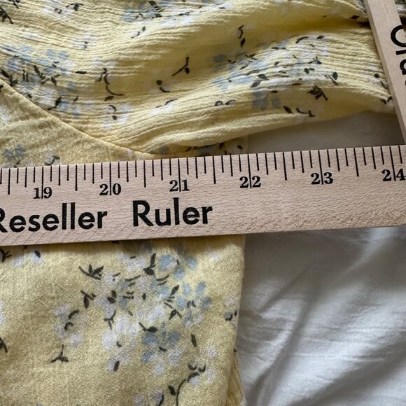 Chaps Yellow Floral Womens 3/4 Sleeve Button Up Top XXL 100% Cotton Boho Peasant - Picture 7 of 10